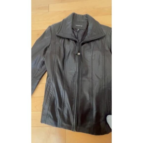 Women's Jones New York black genuine leather jacket size Large, zipper damaged - Picture 8 of 12